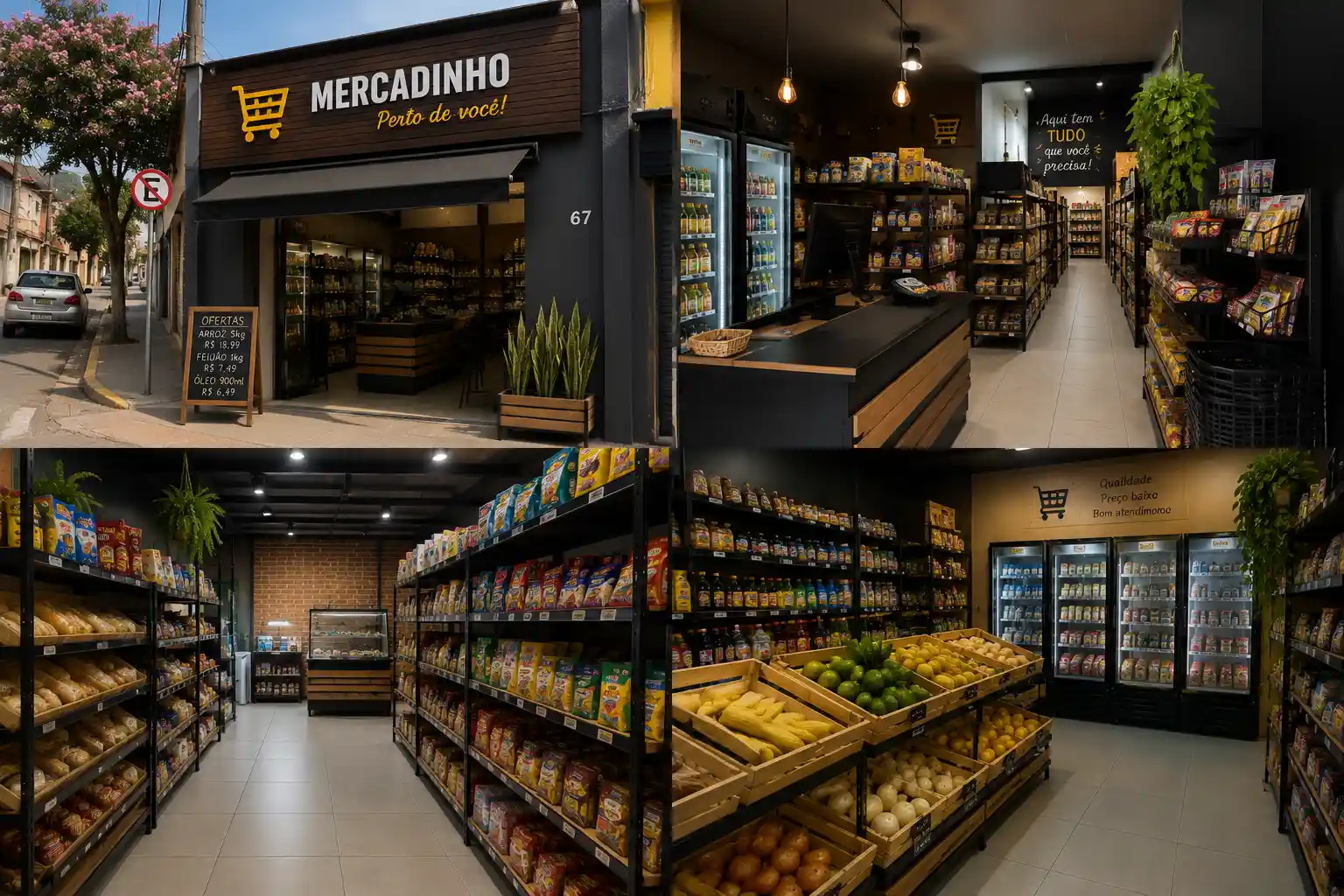 Modelo de fachada moderna para mercadinho